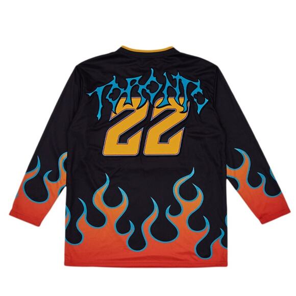 Rolling Loud RL Soccer Jersey Black Flames Embroidered Size Large RARE - Picture 2 of 9